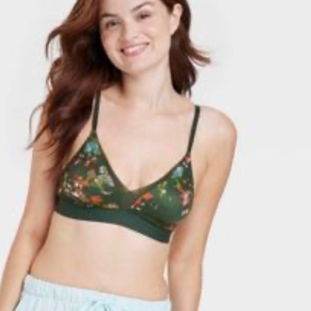 Auden Green Floral Unlined Bralette | Small NWOT